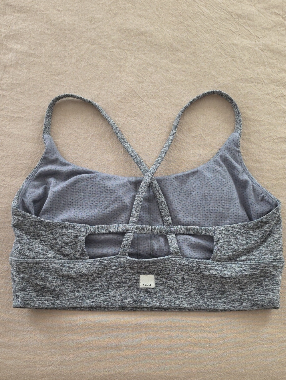 Vuori Gray Heather Strappy Sports Bra